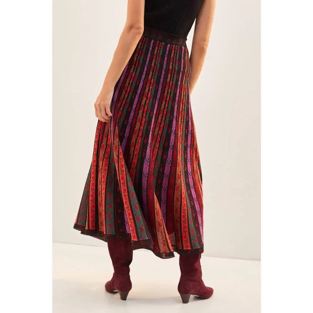 Anthropologie Cecilia Prado Pleated Midi Skirt Knit Women’s Large - Picture 3 of 11